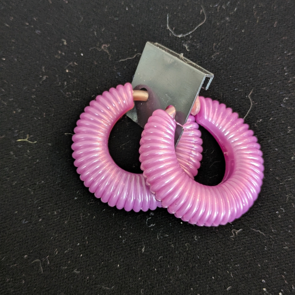 Pink Spiral Hoop Earrings